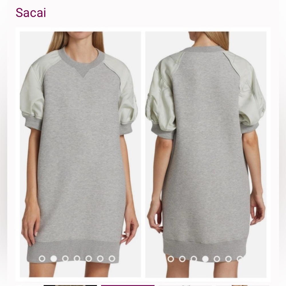 Sacai Gray and Cream Mini Dress